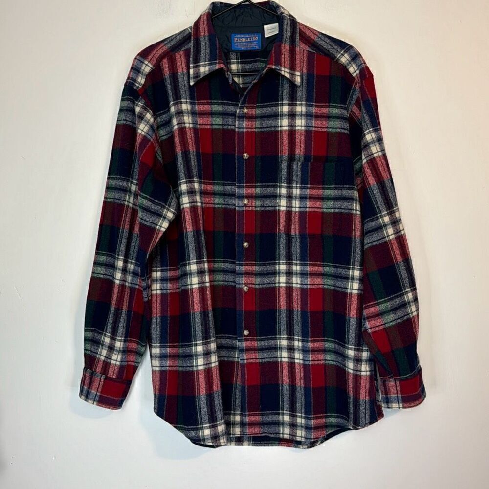 Pendleton Plaid 100% Virgin Wool Button Down Shirt L